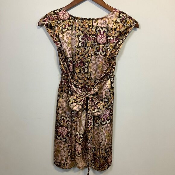 Y2K Womens M Floral Babydoll Fairy Top Cap Sleeve Romantic Tie Back Boho - Picture 5 of 10